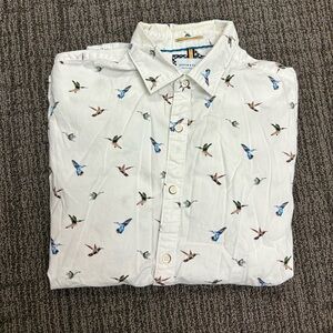 Denim & Flower Men’s Short-Sleeve Button-Down with Hummingbird Print